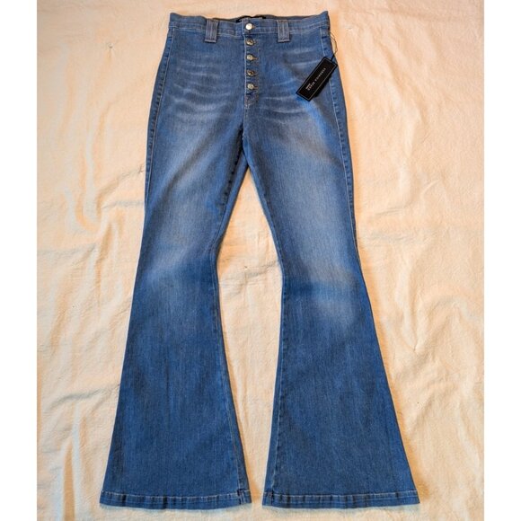 Veronica Beard Jeans Sheridan Bell Bottom Button Fly Denim Size 32 NWT USA Made - Picture 1 of 11